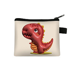 Cerise Polyester Wallets with Zipper, Change Purse, Clutch Bag for Women, Rectangle with Dinosaor, Cerise, 22x13.5cm