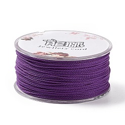 Purple Round Waxed Polyester Cord, Twisted Cord, Purple, 1mm, about 49.21 Yards(45m)/Roll