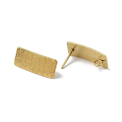 Golden Ion Plating(IP) 304 Stainless Steel Stud Earrings, Rectangle, with Vertical Loop, Golden, 20x8.5mm, Hole: 2.5mm, Pin: 0.7mm