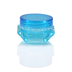 Deep Sky Blue Transparent Plastic Empty Portable Facial Cream Jar, Tiny Makeup Sample Containers, with Screw Lid, Diamond Shape, Deep Sky Blue, 3.3x2.1cm, Capacity: 5g