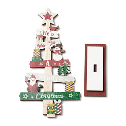Santa Claus Christmas Theme Wood Display Decorations, for Home Office Tabletop, Christmas Tree, Santa Claus, 112x39.5x215mm