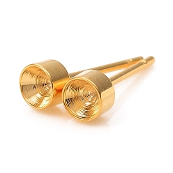 Golden 304 Stainless Steel Stud Earring Settings, Rhinestone Settings, for Pointed Back Rhinestone, Golden, 4mm, Pin: 0.8mm, Fit for 3mm Rhinestone