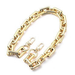 Golden Bag Handles, with CCB Plastic Linking Rings, Alloy Spring Gate Rings and Zinc Alloy Swivel Clasps, for Bag Straps Replacement Accessories, Golden, 22.6 inch(57.5cm)
