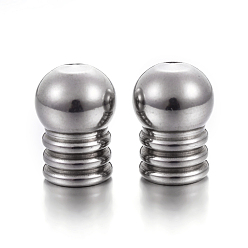 Stainless Steel Color 304 Stainless Steel Cord End Caps, Stainless Steel Color, 13x9mm, Hole: 6mm