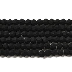 Noir Imitez des brins de perles de verre dépoli en cristal autrichien, AA grade, toupie avec facettes, noir, 3x2.5mm, Trou: 0.7mm, Environ 162~185 pcs/chapelet, 13.15~14.61 pouce (33.4~37.1 cm)