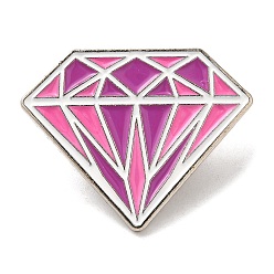 Diamond Pink Series Enamel Pins, Platinum Tone Alloy Brooches for Clothes Backpack Women, Diamond, 24x30x1.5mm