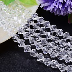 Clear Faceted Polyhedron Imitation Austrian Crystal Bead Strands, Grade AAA, Clear, 6mm, Hole: 0.7~0.9mm, about 68pcs/strand, 15.7 inch