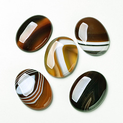 Brun Saddle Agate à rayures naturelles / cabochons en agate à bandes, dos plat, ovale, teint, selle marron, 40x30x7mm