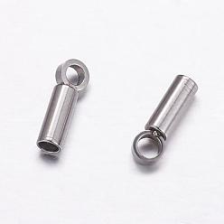 Stainless Steel Color 304 Stainless Steel Cord Ends, End Caps, Stainless Steel Color, 7.5x2mm, Hole: 1.5mm, Inner Diameter: 1.5mm