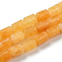 Orange Chapelets de perles en jade naturel, colonne, teints et chauffée, orange, 5.6~6.3x4.2~4.6mm, Trou: 0.9mm, Environ 65 pcs/chapelet, 14.96~15.12 (38~38.4 cm)