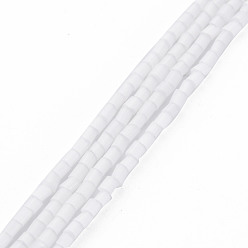 Creamy White Glass Silk Stain Style Beads Strands, Tube, Creamy White, 1.5~5x2mm, Hole: 0.8mm, about 185~187pcs/strand, 15.55 inch~15.75 inch(39.5~40cm)