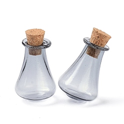 Silver Glass Cork Bottles, Glass Empty Wishing Bottles, DIY Vials for Home Decorations, Silver, 17x27mm