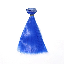 Синий Пластиковая длинная прямая прическа кукла парик волос, для поделок девушки bjd makings аксессуары, синие, 5.91 дюйм (15 см)