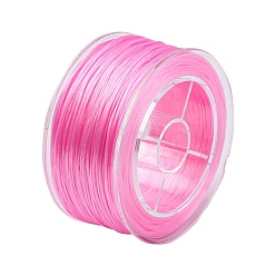 Pink Chaîne de cristal élastique ronde, fil de perles élastique, pour la fabrication de bracelets élastiques, rose, 0.8mm, environ 98.43 yards (90m)/boîte
