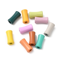 Mixed Color Spray Painted Alloy Bead, Lead Free & Cadmium Free, Column, Mixed Color, 12x5.5mm, Hole: 2.5mm