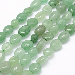Green Aventurine Natural Green Aventurine Beads Strands, Oval, 5~12x6~9x4~7mm, Hole: 1mm, about 50~53pcs/strand, 15.3 inch~15.7 inch