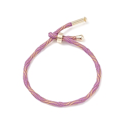 Purple Couple Wave Pattern Nylon Round Cord Silder Bracelet with Brass Clasp for Women, Cadmium Free & Lead Free, Purple, Inner Diameter: 2-1/2inch(6.25~6.3cm) 
