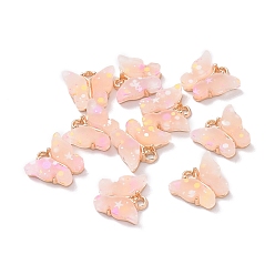 PeachPuff Acrylic Charms, with Sequin & Alloy Findings, Butterfly Charm, PeachPuff, 12x14mm