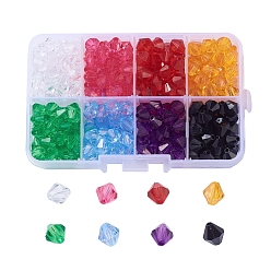 Mixed Color Transparent Acrylic Beads, Bicone, Faceted, Mixed Color, 8x7.5mm, Hole: 2mm, 360pcs/box