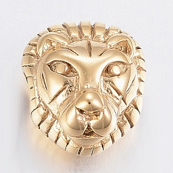 Golden 304 Stainless Steel Beads, Lion, Golden, 12x11x8mm, Hole: 3mm
