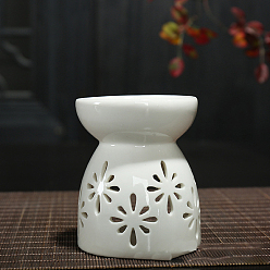 Flower Porcelain Tealight Candle Holder, Aromatherapy Aroma Burner, Wax Melt Burners, for Home Bedroom Decoration, Flower Pattern, 7.4x8.65cm, Inner Diameter: 6.5cm