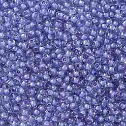 (966) Inside Color Crystal/Mauve Lined Toho perles de rocaille rondes, perles de rocaille japonais, (966) couleur intérieure cristal / doublé mauve, 11/0, 2.2mm, Trou: 0.8mm, environ5555 pcs / 50 g