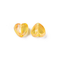 Gold Transparent Acrylic Beads, AB Color Plated, Heart, Gold, 7.5x8x3mm, Hole: 1.8mm, about 3620pcs/500g