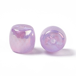 Prune Perles acryliques opaques, couleur ab , couleur macaron, baril, prune, 15.5x16.5mm, Trou: 3mm