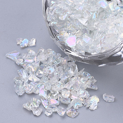 Clair AB Transparentes perles de rocaille en verre, pour la décoration d'art d'ongle, pas de trous / non percés, puce, clair ab, 1.5~3x1.5~2x1.5~2 mm, sur 450 g / sac