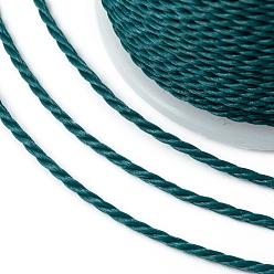 Bleu Vert Cordon rond en polyester ciré, cordon ciré taiwan, cordon torsadé, sarcelle, 1mm, environ 12.02 yards (11m)/rouleau
