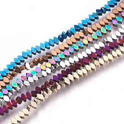 Mixed Color Electroplate Non-magnetic Synthetic Hematite Bead Strands, Polished, Rhombus, Mixed Color, 3x4x2mm, Hole: 1mm, about 158~160pcs/strand, 15.3 inch~15.5 inch(39~39.5cm)