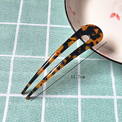 Chocolate Cellulose Acetate(Resin) Hair Forks, Vintage Decorative Hair Accessories, U-shaped, Chocolate, 117mm