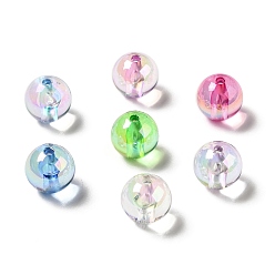 Couleur Mélangete Placage uv perles acryliques irisées arc-en-ciel, ronde, couleur mixte, 15~15.5x15.5~16mm, Trou: 2.7mm