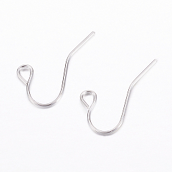 Silver Iron Earring Hooks, Ear Wire, with Horizontal Loop, Silver Color Plated, Lead Free and Nickel Free, Size: about 17mm long, 12mm wide