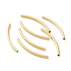 Real 18K Gold Plated 925 Sterling Silver Tube Beads, Curved Tube, Real 18K Gold Plated, 30x2mm, Hole: 1.4mm, about 29pcs/10g