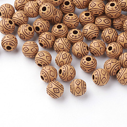Peru Imitation Wood Acrylic Beads, Round, Peru, 7.5mm, Hole: 2mm, about 2200pcs/500g