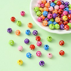 Couleur Mélangete Perles acryliques plaquées, métal enlacée, ronde, couleur mixte, 8x7mm, Trou: 2mm, environ2000 pcs / 500 g