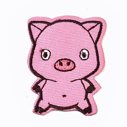 Pink Pig Appliques, Computerized Embroidery Cloth Iron on/Sew on Patches, Costume Accessories, Pink, 51.5x38x1mm
