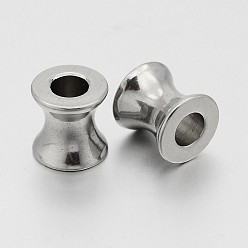 Stainless Steel Color Column 304 Stainless Steel European Beads, Large Hole Beads, Stainless Steel Color, 8x8mm, Hole: 4mm