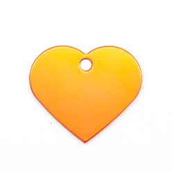 Gold Colored Aluminum Pendants, Laser Cut, Double Sided Dog Pet Name Phone Number ID Tag Charm, Heart, Gold, 33x37.6x1mm, Hole: 4mm