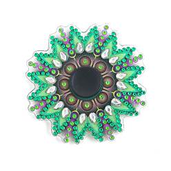 Vert Mer Moyen 5d bricolage diamant peinture mandala bout des doigts gyro spinner kits, y compris pendentif en cristal, strass de résine, stylo, plateau & colle argile, vert de mer moyen, 90x90mm