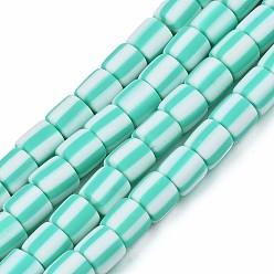 Turquoise Handmade Polymer Clay Bead Strands, Column, Turquoise, 6x6mm, Hole: 1.5mm, about 63pcs/strand, 15.55 inch~15.94 inch(39.5~40.5cm)