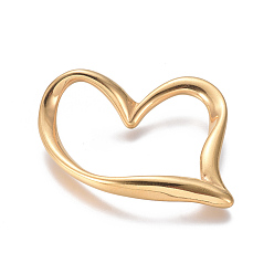 Oro 304 anillos del corazón de acero inoxidable que une, dorado, 37x34x4 mm