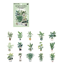 Verdemar Medio 30 pegatinas decorativas impermeables para mascotas con plantas, calcomanías autoadhesivas para plantas, para diy scrapbooking, verde mar medio, 34~55 mm