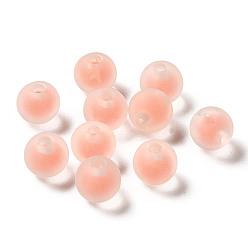 Saumon Clair Perles acryliques transparentes, givré, Perle en bourrelet, ronde, saumon clair, 8x7mm, Trou: 2mm, environ: 1724 pcs / 500 g