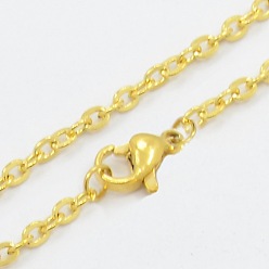 Золотой 304 из нержавеющей стали кабель цепи ожерелья, с карабин-лобстерами , золотые, 19.7 дюйм (50 см)