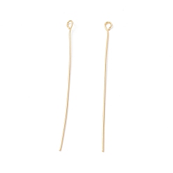 Real 18K Gold Plated Brass Eye Pin, Cadmium Free & Lead Free, Real 18K Gold Plated, 50~51x3x0.5mm, 24 Gauge, Hole: 1.8mm