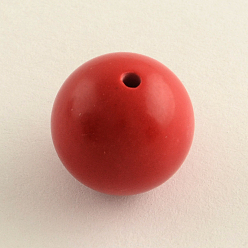 Brique Rouge Perles rondes de cinabre, firebrick, 10mm, Trou: 2mm