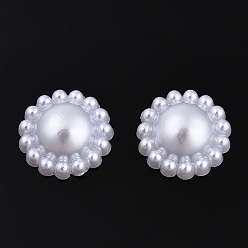 White ABS Plastic Imitation Pearl Cabochons, Flower, White, 12x4.5mm, about 1000pcs/bag