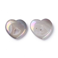 Natural Agate Electroplated Natural Agate Home Heart Love Stones, Pocket Palm Stones for Reiki Balancing, 47x50x12mm